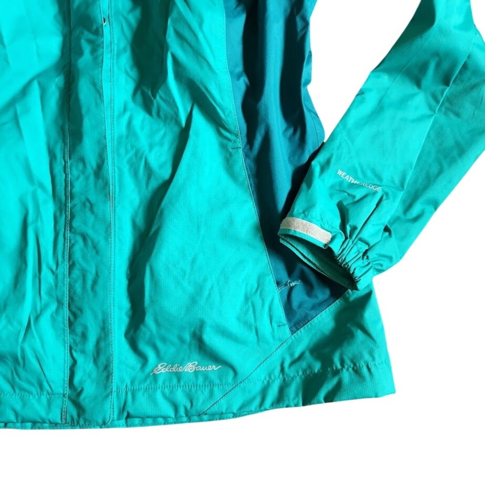 Eddie Bauer WeatherEdge Rain Jacket Womens Small Teal Turquoise Waterproof 285 - Picture 2 of 5